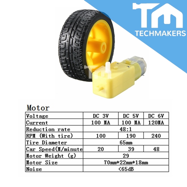 N20 Mini /Yellow Smart Car Robot 3V6V DC Motor with Gear Set (TT Motor